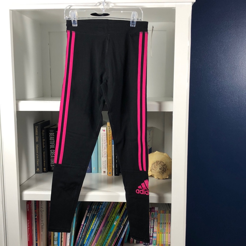 NWT Girls Size L 14 Adidas Leggings Pink & Black (Item #579)